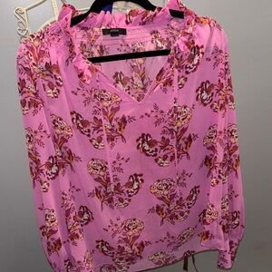 J. Crew Vibrant Pink Floral Blouse